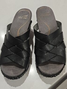 Dansko Black Woven Slide Sandals Size 38(7.5)